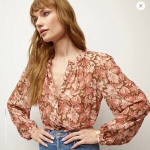 NWT! VERONICA BEARD FLORAL SILK BLOUSE size 4